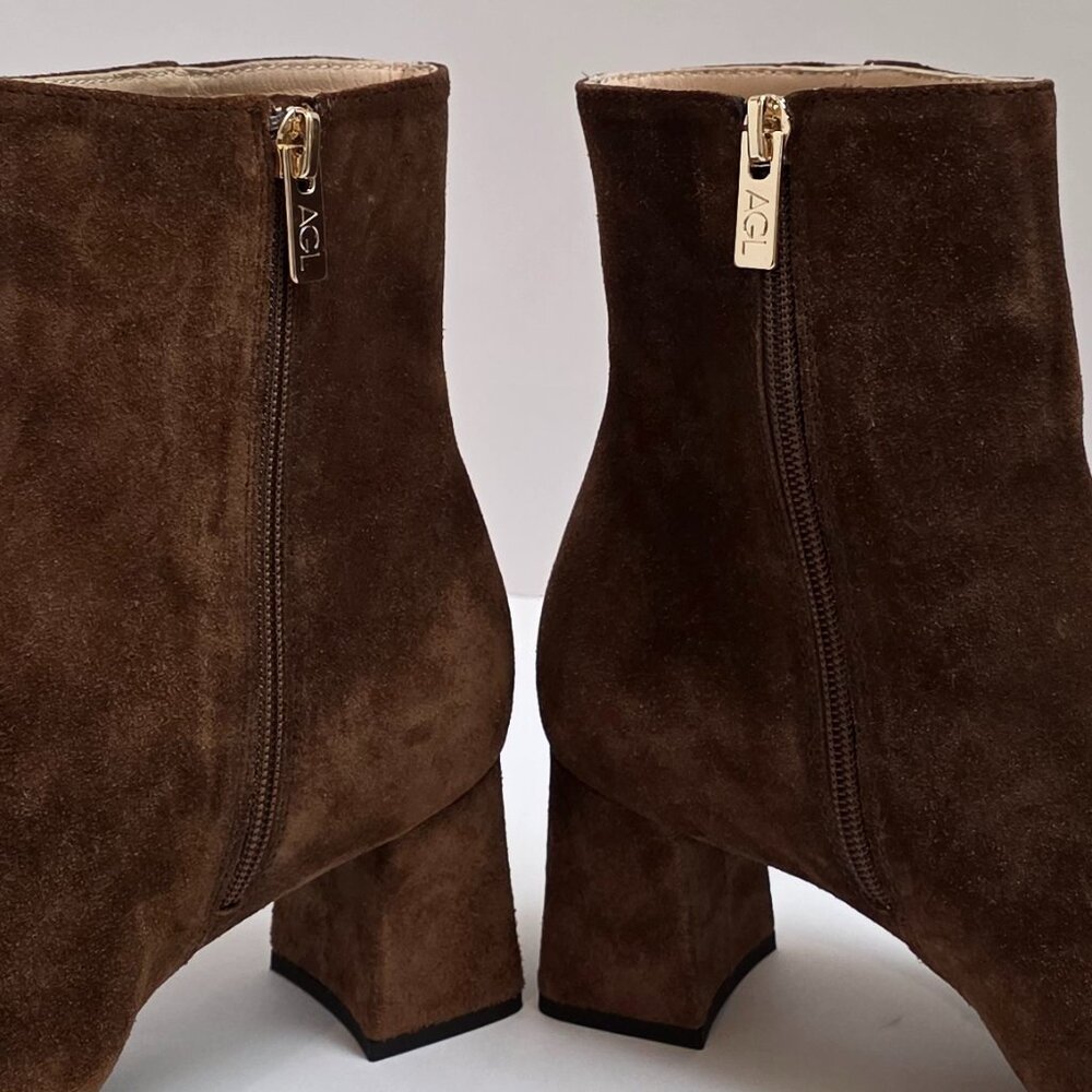 AGL Mimma Pointed Toe Block Heel Suede Bootie In … - image 8